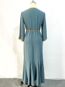 SIPO Eid-vestido Abaya satinado liso para mujer, vestido Abaya islámico con diseño de cuentas, 2 piezas - Product Image 6