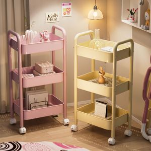 Portable Storage Cart 3 Tier With Wheels For Bedroom Bathroom Office Organizer Eco Friendly Rectangle Standing Type - Product Image 2