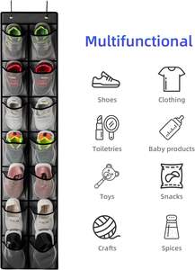 14ポケットオーバーザドアシューオーガナイザー折りたたみ式省スペース用クローゼットとバスルームラック吊り靴収納バッグ - Product Image 4