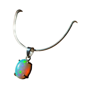 Colgante de Plata de Ley 925 de estilo bohemio, piedras de cristal curativas de ópalo etíope Natural, colgantes de moda de oro de 18 quilates - Product Image 1