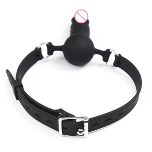Juguetes sexuales para adultos: Dildo de silicona con correa para la cabeza, para mujer y parejas, con diseño realista de pene y mordaza bucal. - Product Image 5