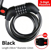 Candado de Combinación Reajustable de 5 Dígitos para Bicicleta, Ligero, Portátil, Ajustable, Antirrobo