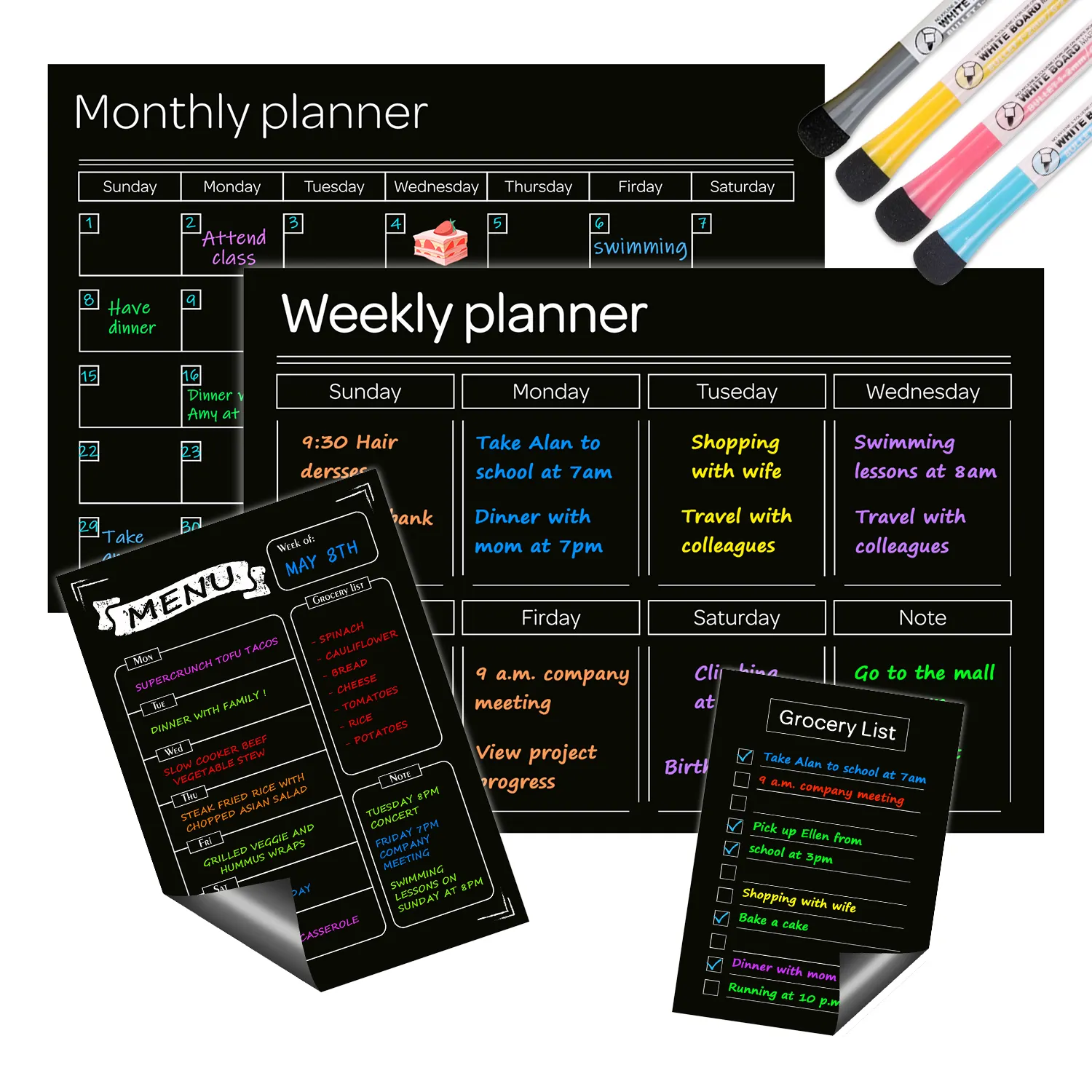 Uci Custom Design Zwarte Whiteboard Magnetische Koelkast Krijtbord Te Doen Lijst Magnetische Planner