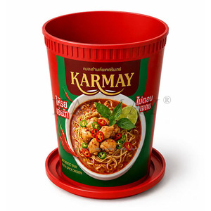 บะหมี่กึ่งสำเร็จรูปคาร์เมย์ รสต้มยำ แบบถ้วยพลาสติก พร้อมฝาปิด ถ้วยกลม PP ขนาด 525 มล. พร้อมส้อม ฉลาก IML พิมพ์ลาย - Product Image 5