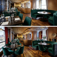 Ensemble de chaises et table en velours courbé pour café, salon de thé, restaurant, hôtel, mobilier de table en bois pour usage commercial