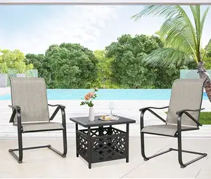 Outdoor Furniture Semua Cuaca Teras Kursi Makan Musim Semi Baru Jenis Kursi Kursi Set 2 untuk Lawn Taman Halaman Belakang