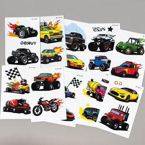 Adesivi per <span class=keywords><strong>Tatuaggi</strong></span> Temporanei per Bambini, Disegni di Monster Truck e Auto da Corsa, <span class=keywords><strong>Tatuaggi</strong></span> Finti Impermeabili per Ragazzi, Decorazioni per Feste - Product Image 5
