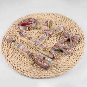 SinSky moda stil basit kişiselleştirilmiş lüks Y şekilli köpek koşum özel peluş yumuşak rahat ayarlanabilir köpek koşum seti - Product Image 4