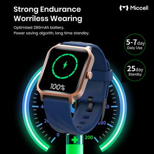 Jam Tangan Pintar Miccell Square BT Call, Deteksi Detak Jantung, Mode Olahraga, Pelacak Kebugaran, Tahan Air, Multifungsi untuk Olahraga dan Perjalanan - Product Image 4