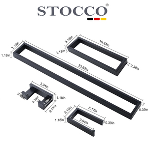 Cao cấp vuông treo tường thép không gỉ 4-Pieces đồ đạc phòng tắm combo-chải khăn Vàng giữ giấy & Robe Hook - Product Image 6