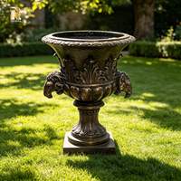 RELONG Grande statue de chérubin en bronze antique moulé sous pression, pot de fleurs de luxe sur mesure, figurine de Cupidon, vase pour la décoration extérieure des propriétés et manoirs
