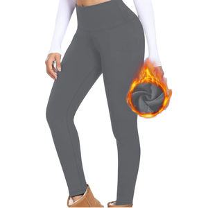 Leggings d'hiver pour femmes, taille haute, respirants, en tricot, doublés de polaire épaisse, pantalons thermiques - Product Image 1