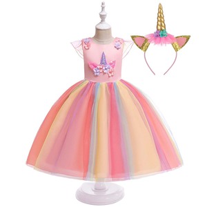 Fantaisie élégante demoiselle d'honneur enfant filles Tutu <span class=keywords><strong>licorne</strong></span> <span class=keywords><strong>robe</strong></span> d'<span class=keywords><strong>anniversaire</strong></span> avec <span class=keywords><strong>licorne</strong></span> bandeau DGLG-013 - Product Image 1