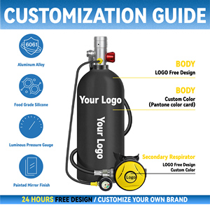 Compact 1L <b>Scuba</b> Air <b>Tank</b> Set for 15-20 Min Underwater Diving Snorkeling Fishing with High Pressure Oxygen System - Product Image 2