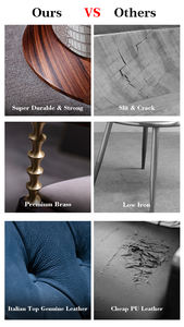 मूल डिजाइन गोल डाइनिंग टेबल सेट डाइनिंग रूम फर्नीचर लक्जरी प्राकृतिक संगमरमर शीर्ष चमड़े के कवर बेस डाइनिंग टेबल के साथ - Product Image 6