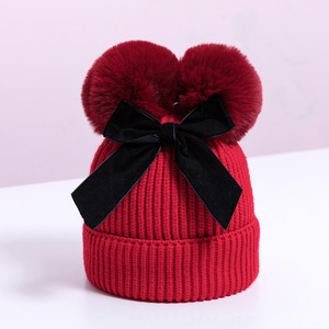 <span class=keywords><strong>Bonnet</strong></span> tricoté épais et mignon en <span class=keywords><strong>laine</strong></span> mélangée jacquard pour bébés et enfants, avec double pompon et bouton, idéal pour l'automne et l'hiver – Collection transfrontalière - Product Image 6