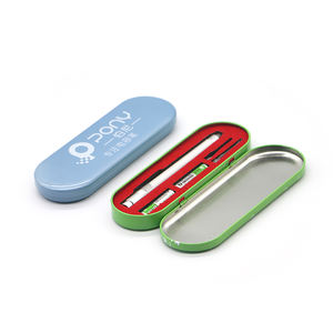 Stock d'usine en gros logo personnalisé ovale noir blanc <span class=keywords><strong>rose</strong></span> avec charnière boîte en fer blanc stylo plume laser stylo emballage boîte en fer blanc de stockage - Product Image 2