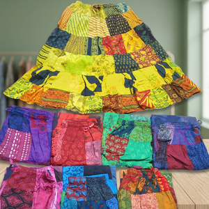 Belle jupe de style hippie en coton vintage pour dames indiennes, patchwork de gitane bohème élastique pour femmes, non-tissé de maternité, vente en gros - Product Image 2