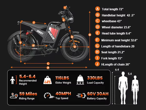 Bicicleta de Montaña/Motocross para Adultos, Stock en Almacén de EE. UU., Motor sin Escobillas de 48V 1000W, Alta Velocidad 55KM/H, Cuadro Anticaída, 7 Velocidades, DM-2001 1000W - Product Image 6
