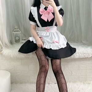 Yeni <span class=keywords><strong>Kawaii</strong></span> Pembe Yay Lolita Üniforma Cosplay Kostüm Siyah Hizmetçi Elbisesi Japon Anime JK Sevimli Kız Seti Parti Performansı Kıyafeti - Product Image 3