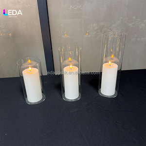 LEDA Glass Cylinder Candle Holders Straight Shape Heat Resistant Reusable for Home Decoration - Product Image 2