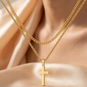 Stainless Steel <b>Cross</b> Pendant Necklace Unisex Minimalist Fashion Jewelry Gift - Product Image 3