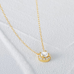 <span class=keywords><strong>2</strong></span>-karaats ronde, omwikkelde ketting Nieuwe aanwinsten Moissanite ketting Dames Dagelijkse sieradenset Sterling zilver 925 - Product Image 4
