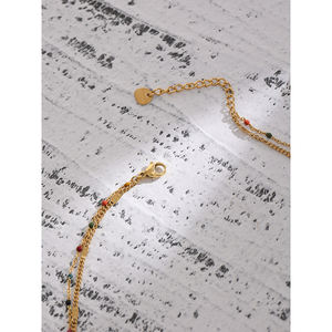 JINYOU 808 squisita <span class=keywords><strong>collana</strong></span> di gioielli a doppio strato <span class=keywords><strong>con</strong></span> smalto colorato <span class=keywords><strong>collana</strong></span> <span class=keywords><strong>con</strong></span> ciondolo <span class=keywords><strong>con</strong></span> <span class=keywords><strong>corna</strong></span> in acciaio inossidabile - Product Image 5