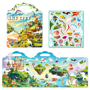 Libro de Actividades Creativo de Nuevo Diseño para Niños, Libro Silencioso Interactivo para Padres e Hijos, Castillo en el Cielo, Pegatinas de Gel Reutilizables - Product Image 3