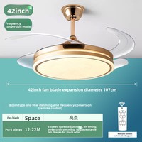 Ventilateur de plafond LED invisible de 42 pouces avec télécommande, lumière à couleur variable, design moderne, rétractable, 220V