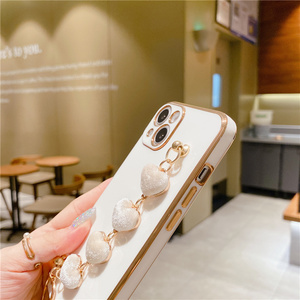 Custodia per <span class=keywords><strong>iPhone</strong></span> 12 <span class=keywords><strong>Pro</strong></span> Max 13 <span class=keywords><strong>11</strong></span> Cover per telefono custodia di lusso placcata in oro con cinturino a forma di cuore per <span class=keywords><strong>iPhone</strong></span> 8 Plus 7 XR XS X SE 2020 - Product Image 5
