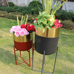 Jardinière de sol en acier inoxydable, circulaire, moderne, minimaliste, pour jardin extérieur, pot à fleurs en métal avec revêtement en poudre pour plantes - Product Image 3