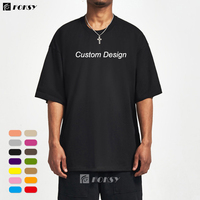 T-shirt noir blanc surdimensionné lourd en gros T-shirt en coton mental unisexe surdimensionné Pro Club hommes T-Shirt