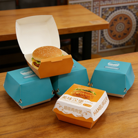 Boîte à hamburger personnalisée en papier écologique, de qualité alimentaire, jetable, pour emporter, emballage pour fast-food avec logo