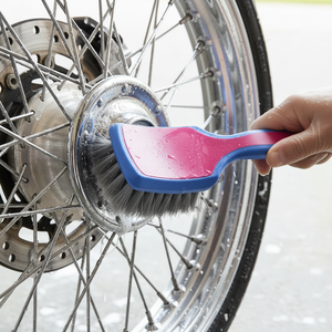 Brosse de detailing compacte pour jantes de <span class=keywords><strong>voiture</strong></span> TB-PRO003, poils ondulés coupés, design contrastant bleu-rose pour espaces restreints - Product Image 6