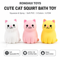 Jouet de bain à eau en forme de chat mignon, en PVC souple, pour la douche de bébé, cadeau d'anniversaire, figurines de décoration de gâteau