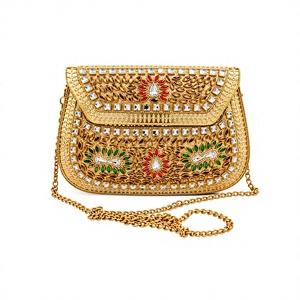 Pochette de soirée en mosaïque métallique multicolore faite à la main pour femme, vente en gros à bas prix, fabriquée en Inde pour les fêtes - Product Image 1