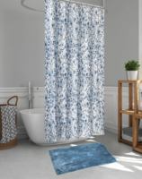 Ensemble de bain moderne de luxe écologique personnalisable : rideau de douche en polyester gaufré, tapis de bain en chenille, 12 crochets en plastique, numérique
