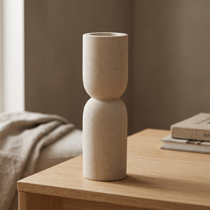 Natural Travertine Handmade Modern Polished Stone Candlestick Holder Irregular Decorative Vessel for Christmas Wedding Home - Product Image 2