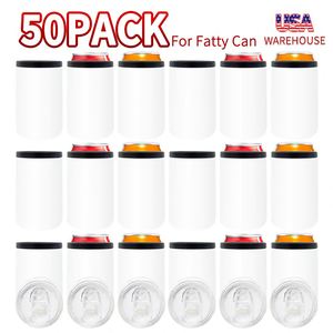 Lot de 50 – Entrepôt USA – Gobelets et refroidisseurs de canettes 12oz vierges pour sublimation, blancs, DIY, double fonction, avec couvercle coulissant transparent - Product Image 5