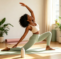 Botella de Agua de Acero Inoxidable Yewayoga, Antiderrames, Antideslizante, con Asa de Goma Desmontable, Termo Deportivo para Yoga