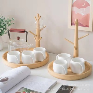 Portavasos de Bambú con Diseño de Rama de Árbol, Estante de Almacenamiento de 3 Niveles que Ahorra Espacio para Sala de Estar o Comedor - Product Image 1