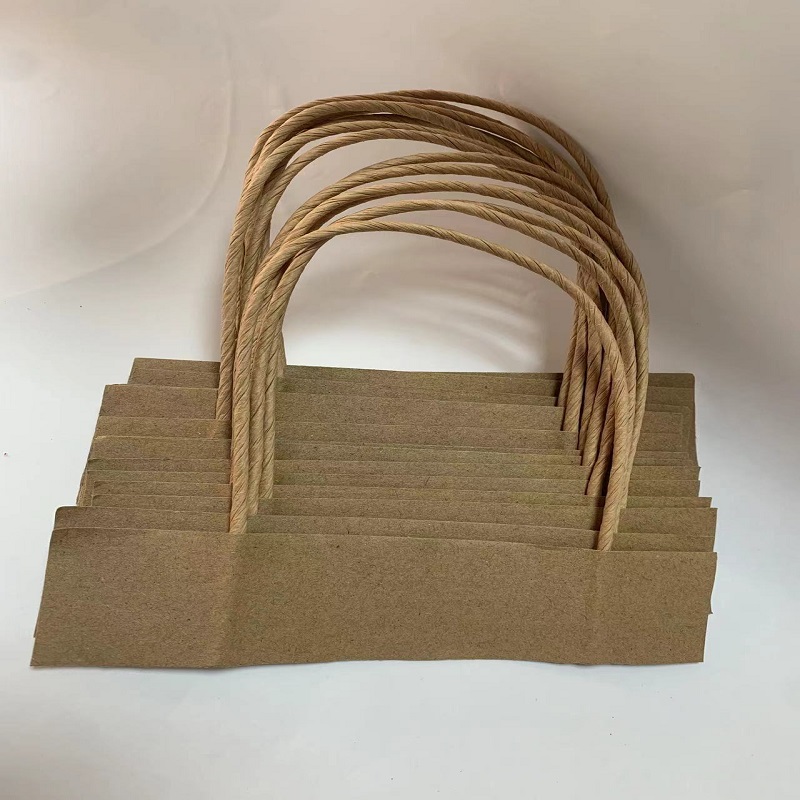 3.5mm brown beige black paper handle fancy kraft paper bag handle