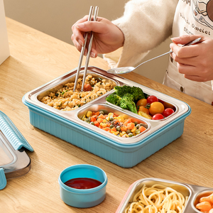 Boîte à lunch multi-compartiments en acier inoxydable, boîte bento portable et hermétique pour l'école et le bureau - Product Image 6
