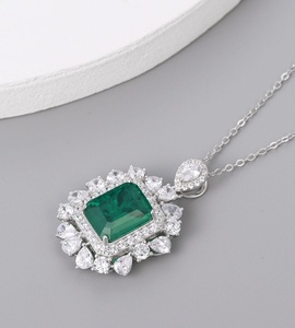 925 Silver Glass Necklace Shiny Stylish Square Shaped Perfect for Parties Everyday Wear Birthdays Surprise <b>Gift</b> for Girls L - Product Image 3