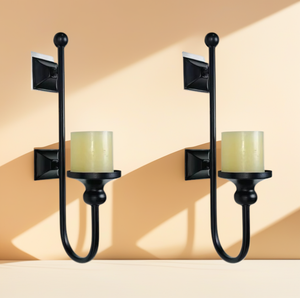 Tempat Lilin Logam Besi Minimalis Nordik Lapisan Komposit Hitam Pencegah Karat Tempat Lilin Dinding Dekorasi Rumah Dezun - Product Image 1