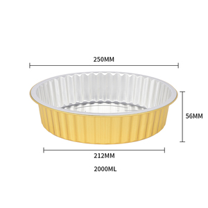 Emballage alimentaire utilitaire <span class=keywords><strong>jetable</strong></span> 2000ml <span class=keywords><strong>plat</strong></span> d'étanchéité en <span class=keywords><strong>aluminium</strong></span> rond couleur or bol hermétique 67OZ plaque de cuisson en <span class=keywords><strong>aluminium</strong></span> - Product Image 3