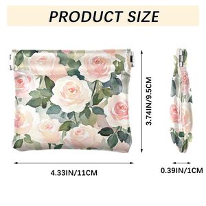 Waterproof PU Leather Change <b>Pouch</b> Cute Rose Print <b>Mini</b> Wallet with Inner Velvet - Product Image 2