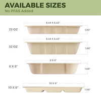 Plateau divisé Plateaux de service en bagasse Sugarfiber 10*8 pouces Plateau alimentaire 5 compartiments Assiettes en papier sectionnelles jetables sans PFAS