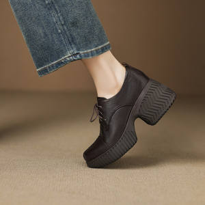 European American Style Retro Round Head Simple Lacing <b>Closed</b> <b>Toe</b> Chunky <b>Heel</b> Ankle Boots-Classic Fashion - Product Image 4